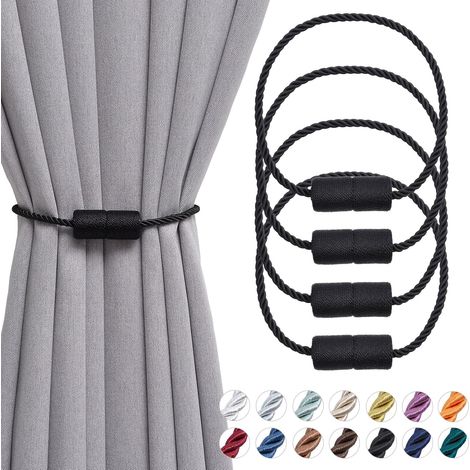 Lot de 4 embrasses magnétiques pour rideaux, 40,6 cm, tissage artisanal, corde latérale, pratiques et décoratives. (1/5)
