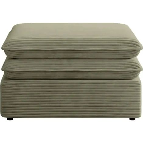 OSCAR POUF - Pouf en velours côtelé Vert Olive 70x70x43