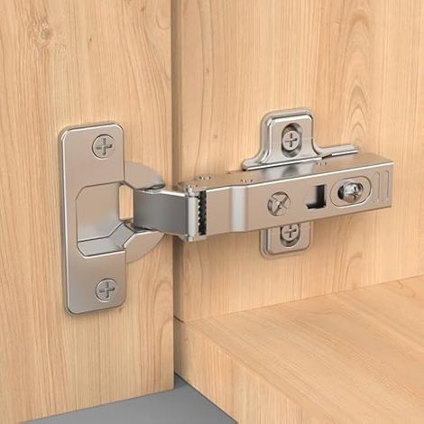 Lot de 2 charnières d'angle Softclose - Espacement des trous : 52 mm - Pour armoire de cuisine à 105 ° - Charnière de pot de 35 mm - Avec amortisseur (1/5)