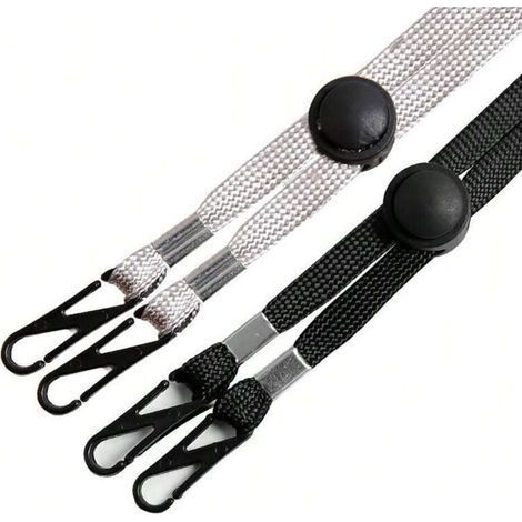 Extensions de sangle de masque pour enfants et adultes, 10 crochets porte-masque pour extension de masque, noir + blanc (1/3)