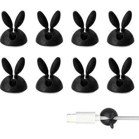 [Lot de 8] Clips de Gestion de Câbles avec Système à Ressort - Clip Câble Autocollant Discret pour Organisation de Câbles USB, HDMI, Ethernet, TV, Audio, Ordinateur Portable, Bureau, Voiture - Noir (1/5)