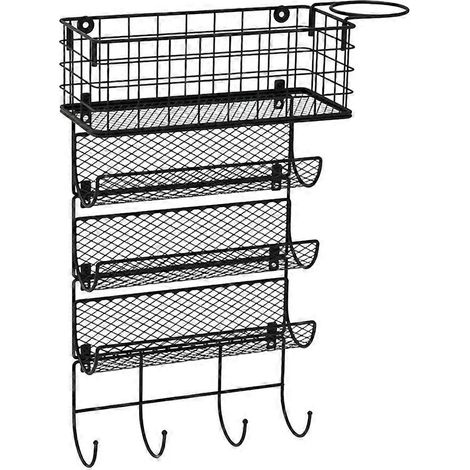 Wandmontierter Haartrocknerhalter, Organizer für Stylinggeräte, 4-stöckiger Drahtkorb mit Haken, hitzebeständiger Haartrocknerhalter (1/5)