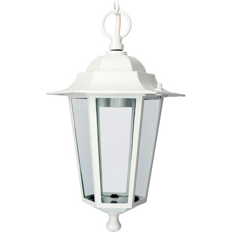 FAROL DE ALUMINIO Y CRISTAL PARA TECHO IP44 E27 60W COLOR BLANCO Ø19,2x94,7cm MODELO ZURICH. EDM (1/2)