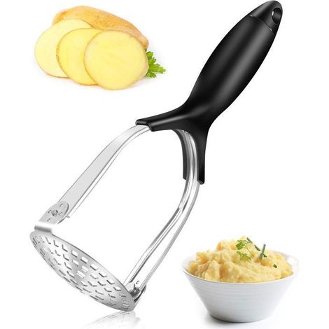 Presse Puree Manuel en Acier Inoxydable Professionnel avec Antidérapant Manche - Pliable - Presse-Purée pour Légumes et Fruits (1/5)