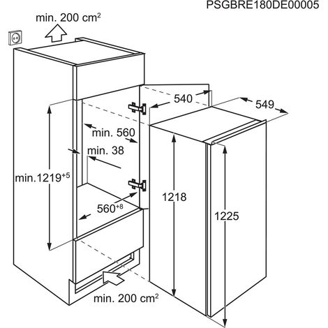 Electrolux – Frigo combiné intégré 188 L – Classe énergétique E – Congélateur en haut – 4 étoiles – Éclairage LED (1/4)