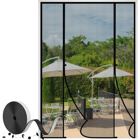 Moustiquaire magnétique pour porte-fenêtre 170x240cm, double ouverture, noir (1/5)