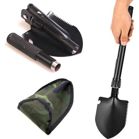 Raspadores de hielo - Mini pala plegable, ideal para senderismo y acampada, con bolsa de almacenamiento. (1/2)