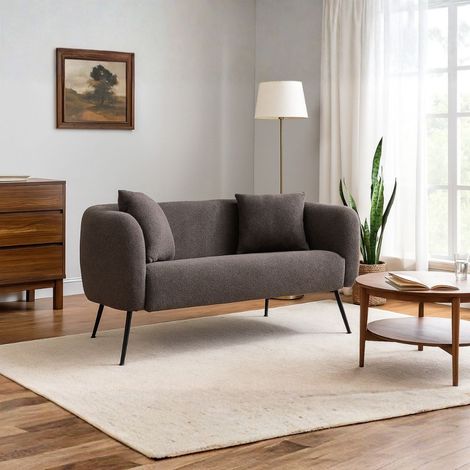 Divano Nuvia 2 posti in tessuto Grigio mouse con piedi neri 141x70x74H (1/5)