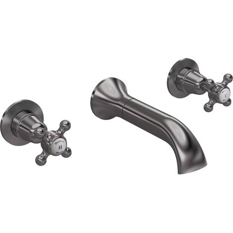Hudson Reed Topaz Dome Wall Mounted Bath Filler Tap - Brushed Pewter (1/2)