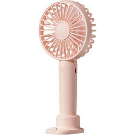 Tragbarer, per USB aufladbarer Ventilator, ultraleise, 3 Geschwindigkeitsstufen, mit Handyhalterung, für den Innen- und Außenbereich (rosa)