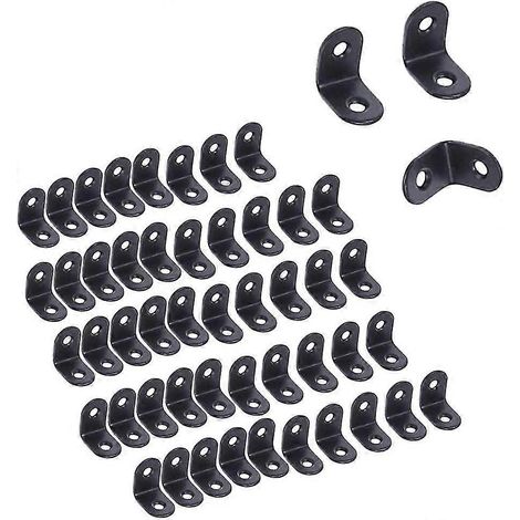 Connecteur d'angle, lot de 50 équerres métalliques à 90 degrés en acier inoxydable, idéal pour le mobilier (cadeau). (1/5)
