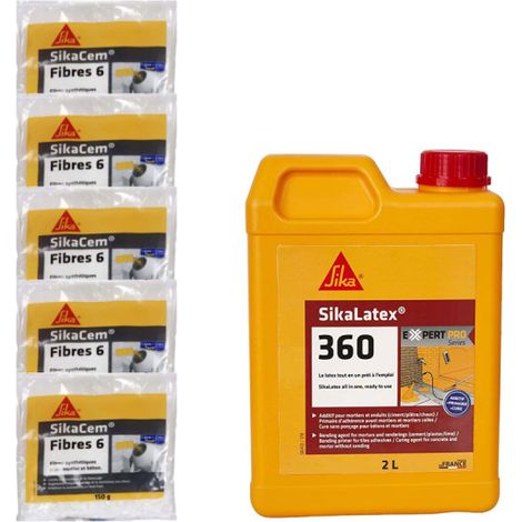 SIKA Mauerwerkspaket - 5x SikaCem Fibre 6 150g - Haftharz SikaLatex 360 2L