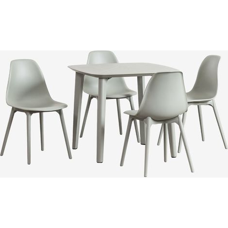 SKLUM Set aus quadratischem Tisch 85x85 cm und 4 Gartenstühlen aus Polypropylen Scand Grün Caqui (1/5)