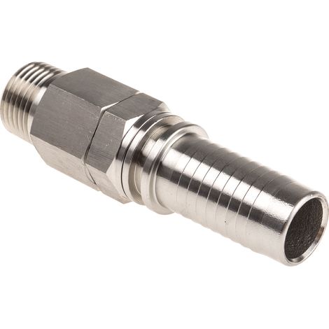 Raccord de tuyau souple RS PRO, BSP 1/2" mâle Acier inoxydable, 20 bars ( Prix pour 1 ) (1/2)