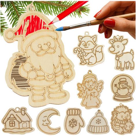 Palline di natale in legno da dipingere set da 24 pezzi