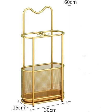 Porte-parapluies avec bac d'égouttement Or 30x15x60cm (1/5)