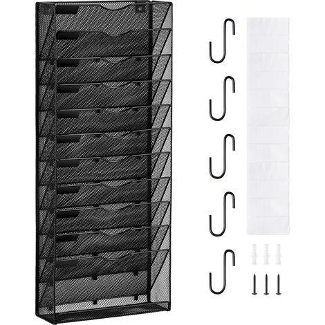 VEVOR Support mural de fichiers a 12 etages, porte-documents en maille monobloc pour magazines, courrier, papier, organisateur mural en metal avec etiquette nominative, pour bureau, maison et ecole (1/5)