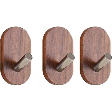 Set of 3 Wooden Coat Hooks, Natural Wood Coat Rack, Home Door Decoration Hooks, Multifunctional Wall Hook for Coats, Clothes, Keys, Scarves (1/4)