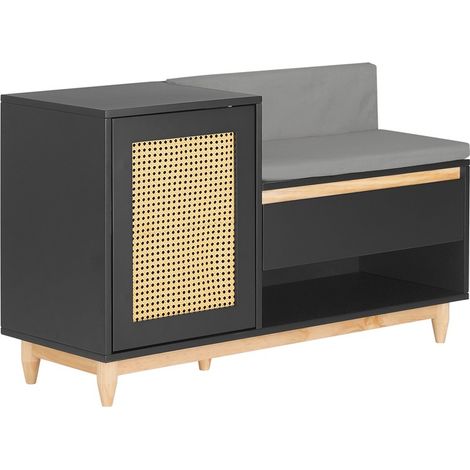 Banco Zapatero con 2 Estantes, 1 Cajón y 1 Puerta Entrada Recibidor con Cojín Acolchado de Asiento 100 x 35 x 60 cm FSR128-SCH SoBuy ES