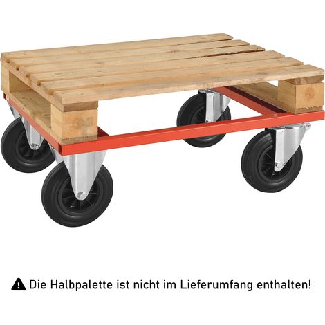 Kongamek Palettenwagen in rot 270mm hoch ohne Bremse für Halbpaletten 800x600mm (1/2)
