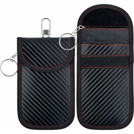 Lot de 2 Signal Blocage Faraday Pochette Sac, Sac de Protection Contre les Signaux de Clés de Voiture, Pochettes Blocage Signal RFID, Faraday Sac, étuis de Protection pour Clés de Voiture (1/5)