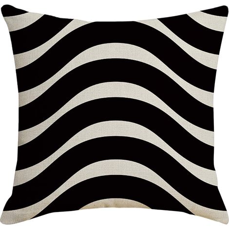 Housse De Coussin - Imprimé Noir Et Blanc - Résistante À L'Eau - Pour Coussin Hugging - 45 X 45 Cm - 1 Pièce (1/4)