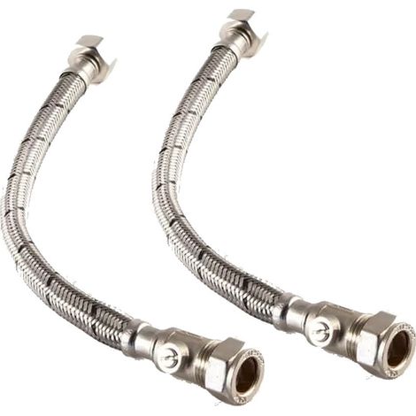 X2 Essentials 15mm x 1/2"" x 30cm Flexible Tap Connector - 9.5mm Bore + Iso Valve (1/3)