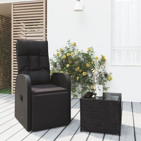 Ensemble de salon de jardin 2 pcs - Ensemble Table et Chaise de Jardin - noir poly rotin et acier BV623406 - BonneVie (1/5)