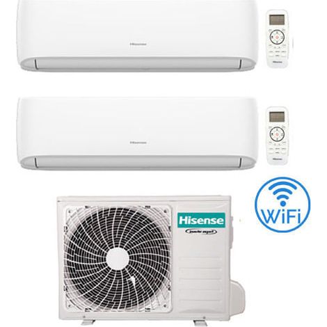 Climatizzatore Condizionatore Hisense Hi Comfort Wifi R32 Dual Split Inverter 7000 + 7000 BTU con U.E. 2AMW35U4RGC Classe A++/A+