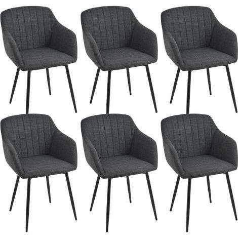 GOEURVANT Tessuto Sedia da pranzo Antracite, Set da 6, sedia ergonomica con braccioli e imbottitura spessa (1/5)