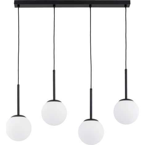 Suspension noire boules verre blanc 4xE14 Alfa Perio (1/3)