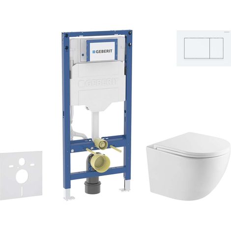 Geberit Duofix - Conjunto de módulo de instalación empotrada, inodoro Oudee y asiento softclose, pulsador Sigma20, blanco/blanco mate SANI11CA31101 (1/5)