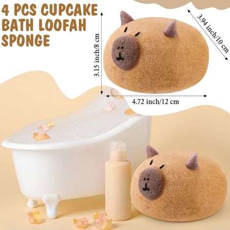 Ensemble de 4 : gant de douche à motifs, brosse de bain exfoliante douce, boule de douche, éponge de douche (1/4)