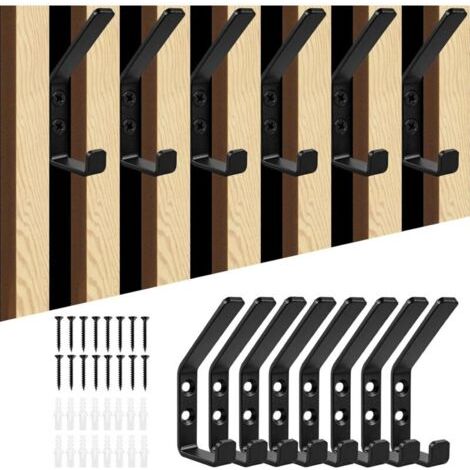 8 Pièces Porte Manteau pour Panneau Acoustique Mural, 13 mm Wide Double patères à visser pour chambre, salon, salle de bain, patères murales