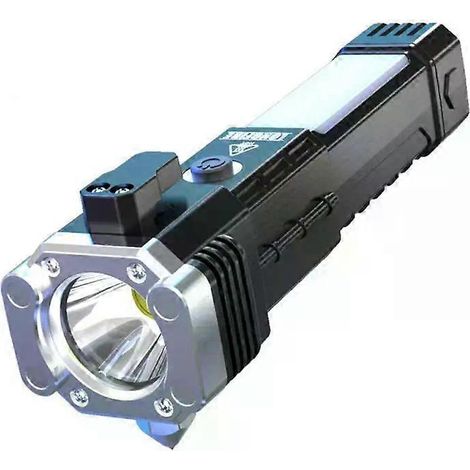 HONORNIC - Marteau de sécurité multifonction avec lampe torche et brise-vitre magnétique rechargeable d'urgence