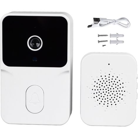 Sonnette vidéo avec caméra WiFi 19, interphone à Vision nocturne IR avec changement de son pour la maison, blanc.