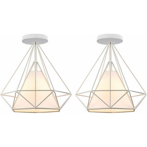 2 pieces ceiling lamp indoor lighting modern diamond cage ceiling light bar kitchen restaurant Ø25cm - White (1/4)