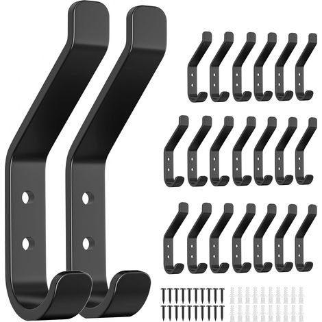 Lot de 50 crochets muraux à visser pour panneaux acoustiques, panneaux muraux, chambre à coucher, salon, salle de bain, pour vestiaire, vestes, en métal 10 cm (1/5)
