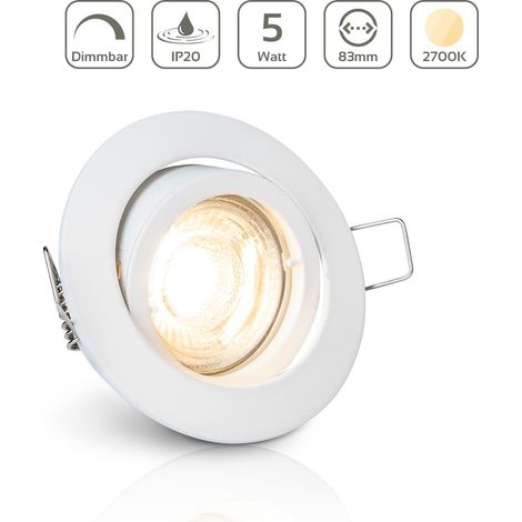 Einbauspot IP20 rund schwenkbar Bajonettverschluss - Farbe: Weiß - LED Leuchtmittel: GU10 5W warmweiß dimmbar (1/5)