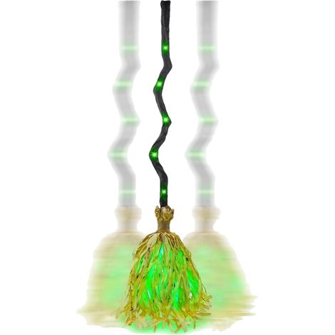 Balais de sorcière à LED verte pour Halloween, accessoire effrayant avec lueur verte vive pour maison, cour, porte, chambre, extérieur, fête, mur, maison, patio, intérieur (1/5)
