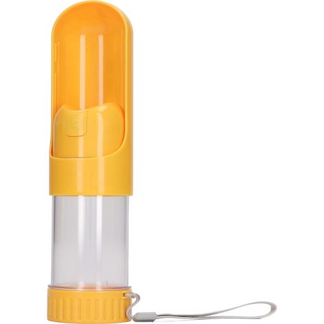 2-in-1-Trinkflasche für Hunde, tragbar, auslaufsicher, 350 ml, gelb – ideal für Spaziergänge und Reisen mit Hund oder Katze. (1/5)