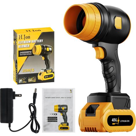 Soffiatore per foglie a batteria, soffiatore per foglie turbo senza fili con batterie, soffiatore elettrico per polvere per soffiare via foglie, neve e polvere in giardino, neve e auto.