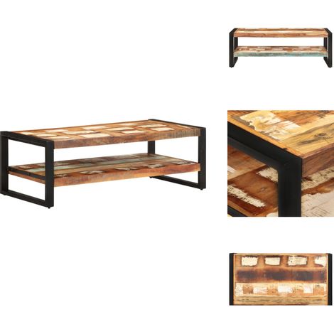 Table basse 120x60x40 cm Bois de récupération solide - Table Basse - Meuble Rustique - Table En Bois - Table D'appoint - Mobilier Vintage (1/5)