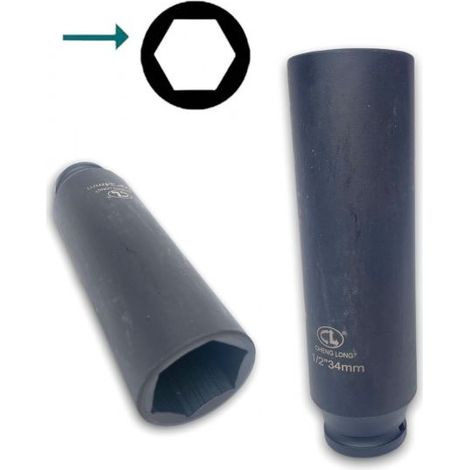 CHIAVE A BUSSOLA A IMPATTO LUNGA 34MM ATTACCO 1/2" ESAGONALE RINFORZATA (1/3)