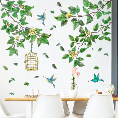 Autocollants muraux de plantes vertes, autocollants d'armoire, papier peint à fleurs, autocollants de plantes, décoration murale d'art végétal (1/5)