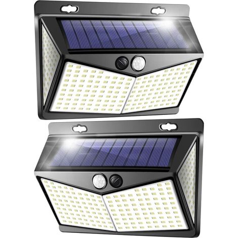 Lot de 2 projecteurs LED solaires extérieurs 208 LED, détecteur mouvement, IP65 – DELKEVIC