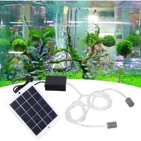Aérateur de pêche portable solaire 3W 5V/Batterie externe à double usage avec deux pierres à air (1/5)
