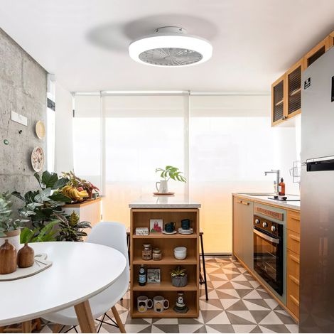 Ventilateur de plafond sans pales 46 cm ABS blanc avec lumière 3CCT et télécommande - CHICFURN (1/5)
