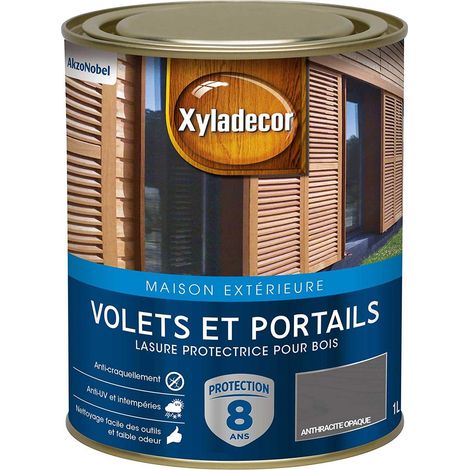 Lasure Protectrice pour Bois Extérieur Volets Portails Portes Fenêtres Couleur Satin Anthracite Opaque Quantité 1L 5324273 (1/5)