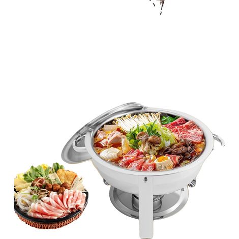 Juego de calentadores de alimentos, juego de 4 piezas, capacidad de 4,5 L por recipiente, material de acero inoxidable, fuente de calor de bajo consumo energético, ideal para servicios de catering. (1/5)